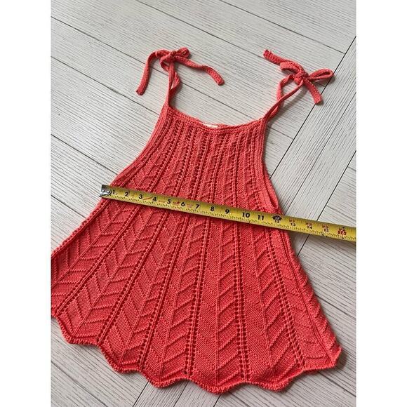 Altar’d State crochet tank, tie sleeves. Coral color. 100%‎ cotton. Size XS - Picture 5 of 6
